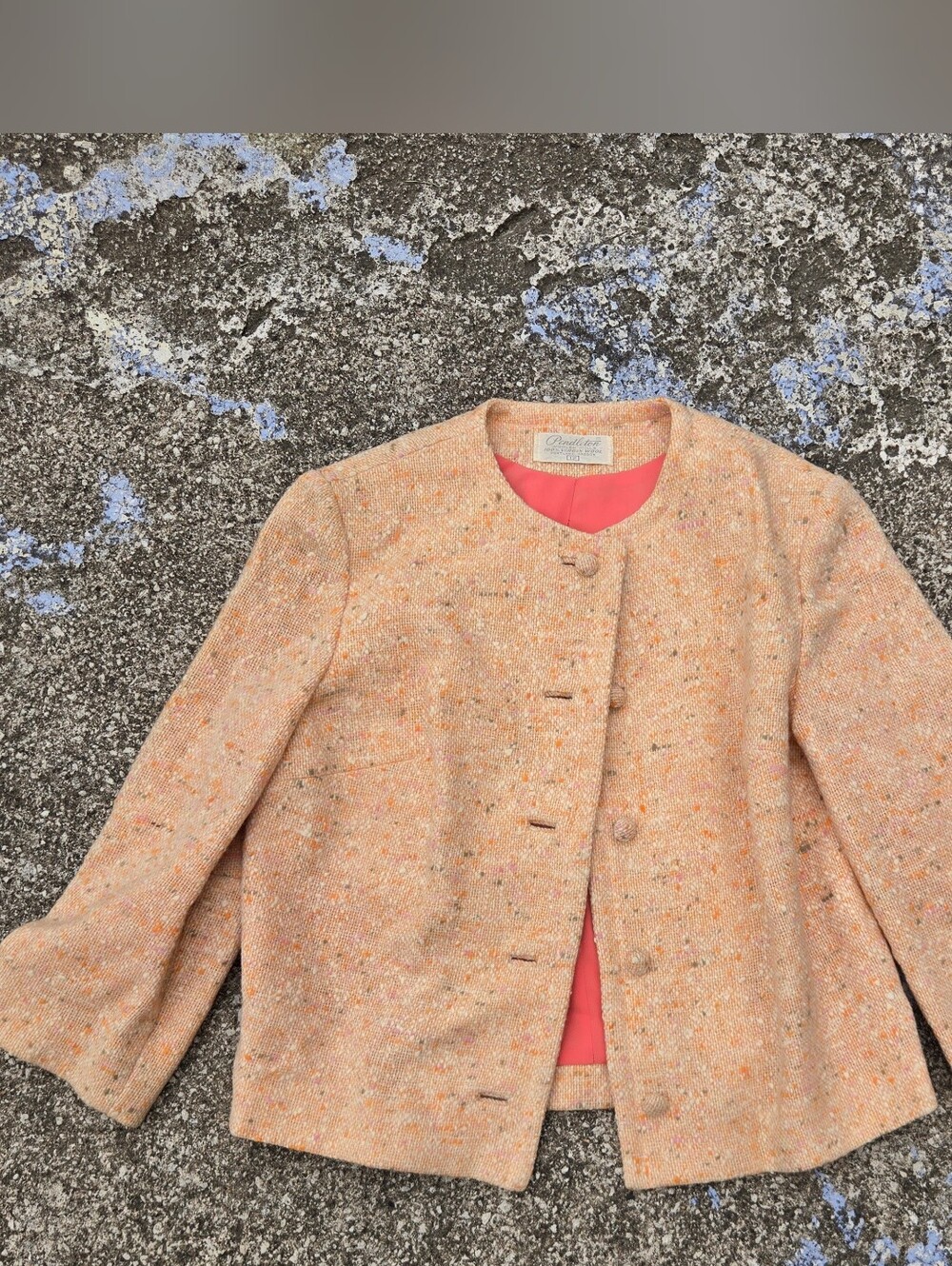 Pendleton Vintage Tweed Jacket 12 Wool Blend Collarless Boucle Blazer Coat